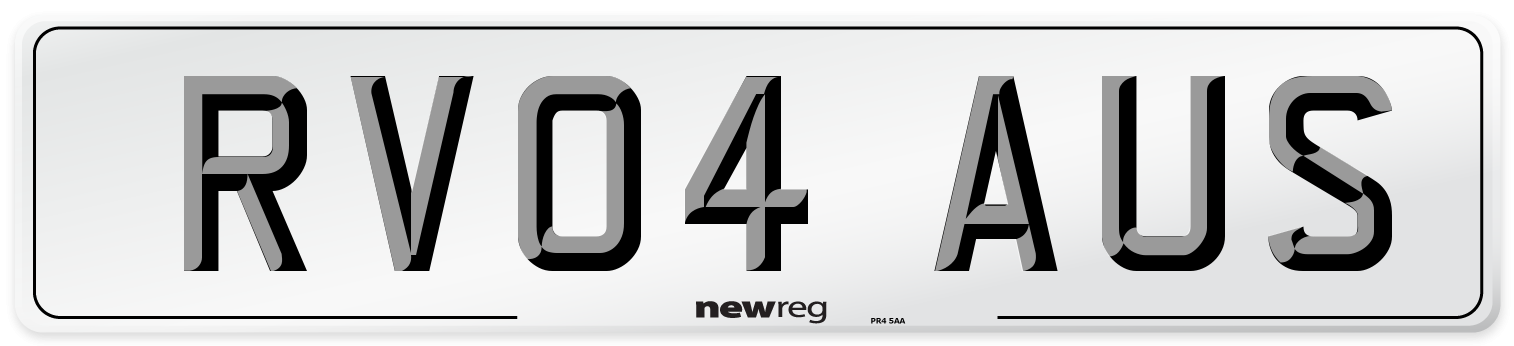 RV04 AUS Number Plate from New Reg